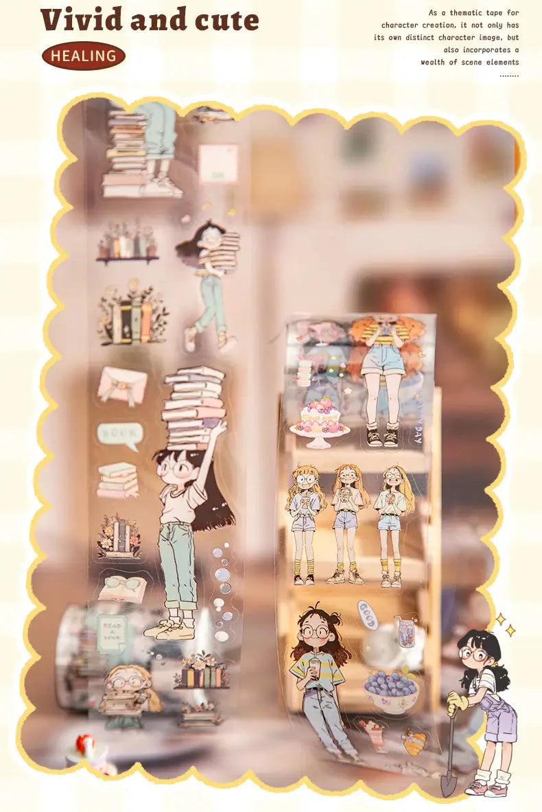 Mr Paper Washi Tape Kawaii 1 Roll by Simples Market with colorful character scenery PET stickers for journaling
