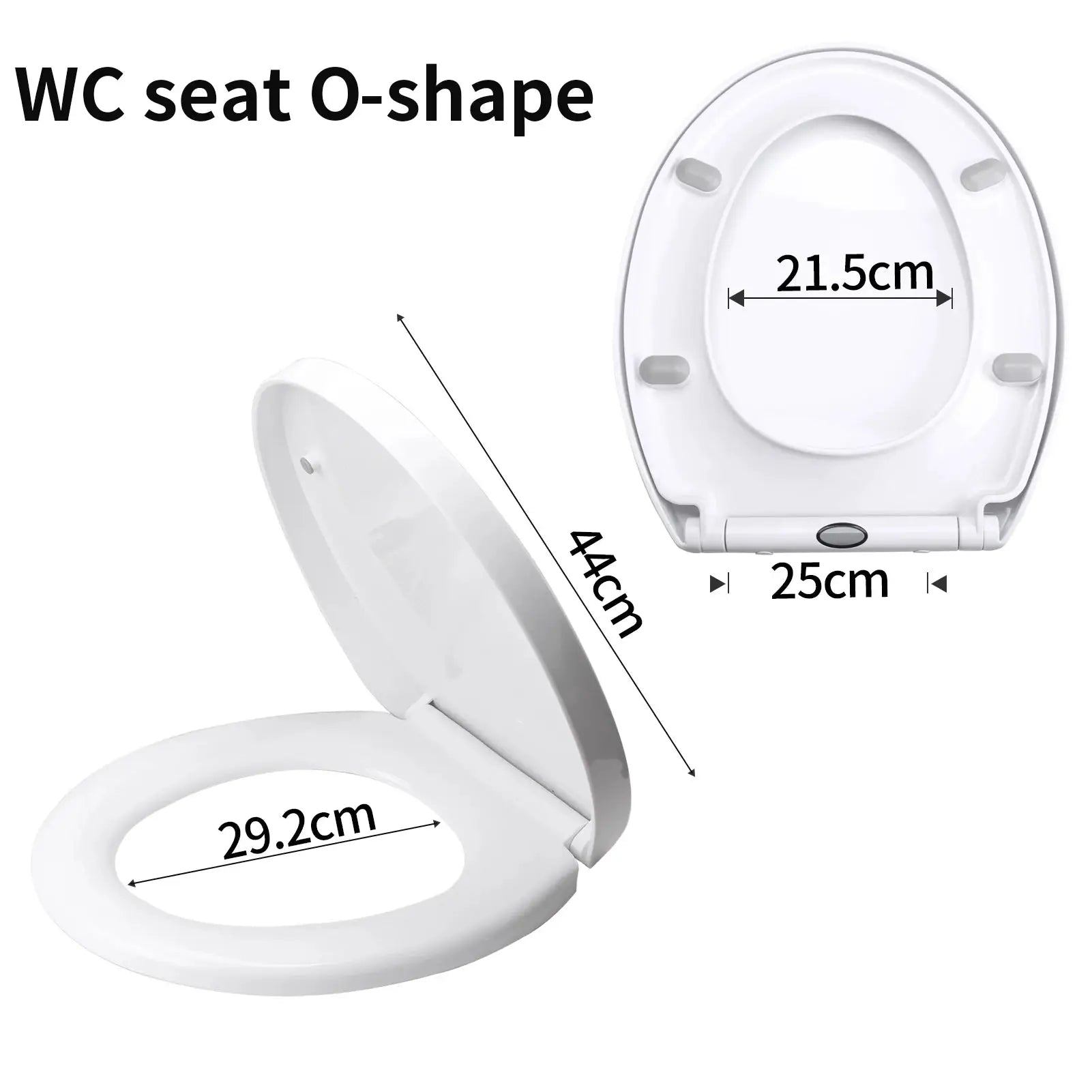 O-shaped toilet seat by Simples Market, white, slow-close lid.