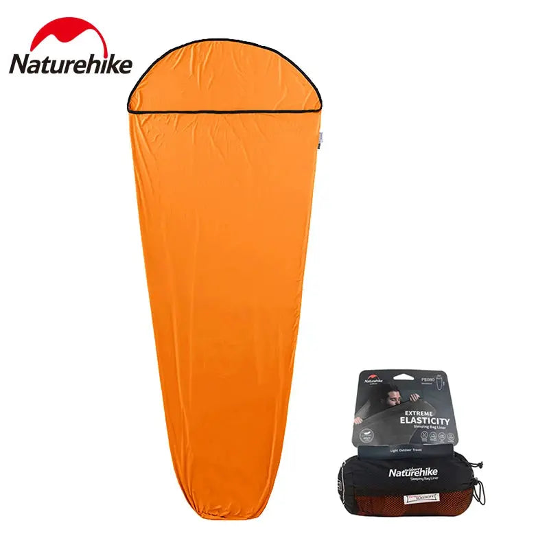 Naturehike sleeping bag liner, orange, high-elasticity ultralight travel sheet with storage pouch