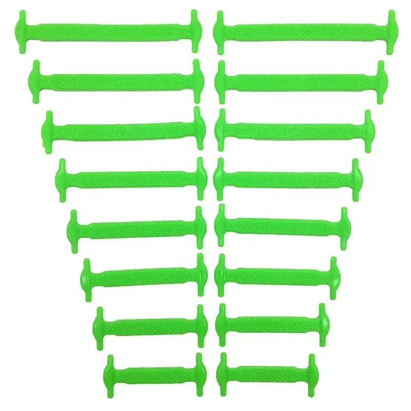 Simples Market 16 pcs silicone elastic no-tie shoelaces, lime green