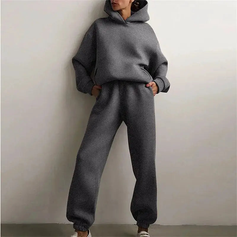 CozyLane Women's Two Piece Tracksuit Set With Oversized Hoodie And Ankle Pants For Autumn Casual Warmth