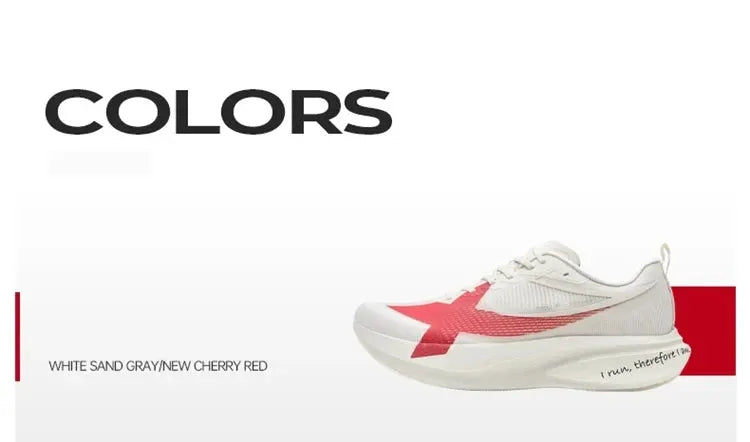 XTEP 2000km PRO men's running shoe, white with red accents, lightweight sport sneaker