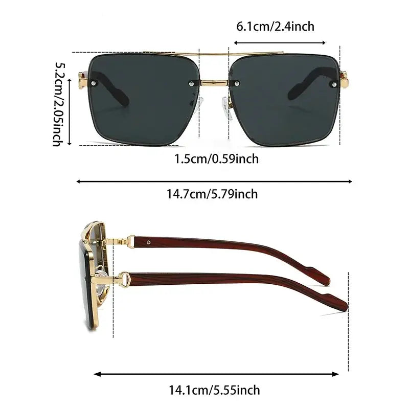 KAMMPT Fashion Retro Square Metal Sunglasses For Women Original Brand Design Driving Pilot Double Bridge Sunglasses