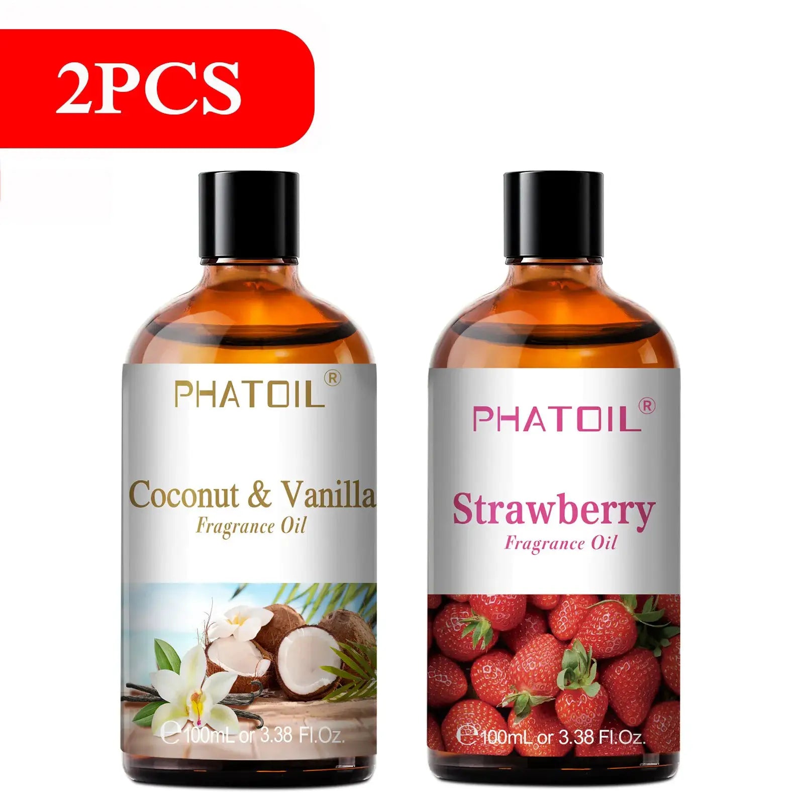PHATOIL 100ml Aromatherapy Fragrance Oil Coconut Vanilla Strawberry Cherry Lemon For Diffuser Candle Making 1 2 3 Pack