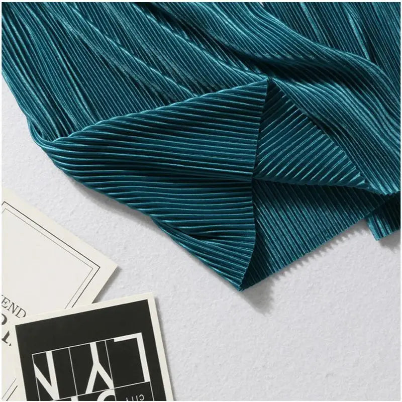 NovaModa Ice Silk Pleated Wide Leg Pants For Women Breathable Summer Comfort Elastic Waist