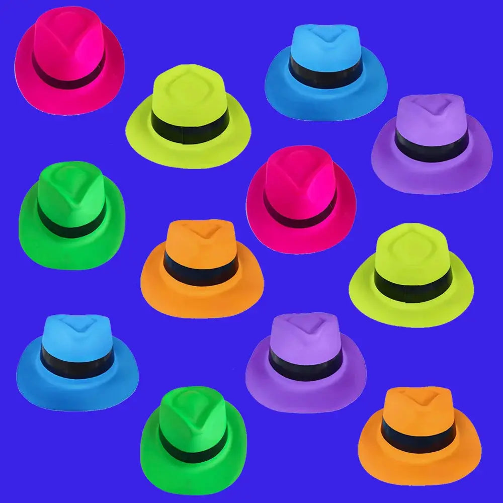 Neon UV Glow Party Hats Blacklight Fluorescent Hats For Adults And Kids Multi Pack 6 12 24 30 Pieces