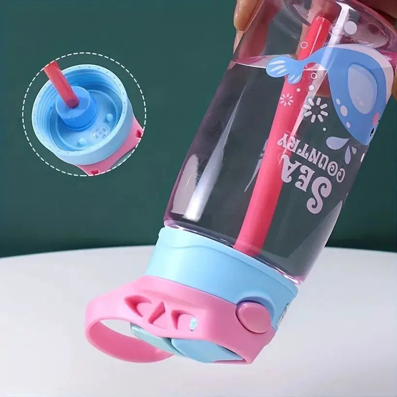 480ml Kids Sippy Cup Cartoon Baby Feeding Cup With Straws Leakproof Water Bottle Outdoor Portable Duckbill Straw Cups