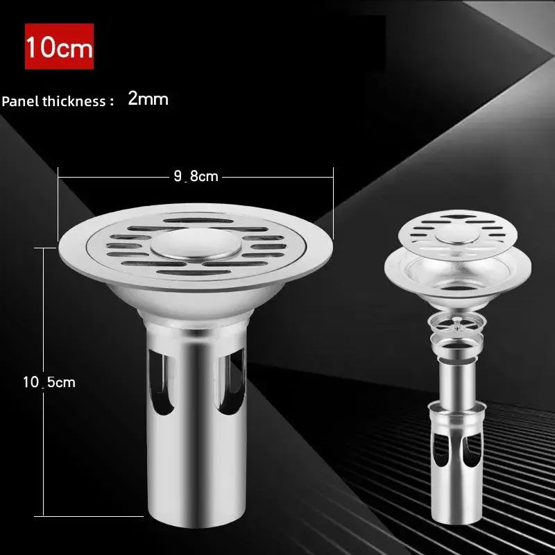 Stainless steel floor drain with hair catcher, Simples Market – two-piece set.