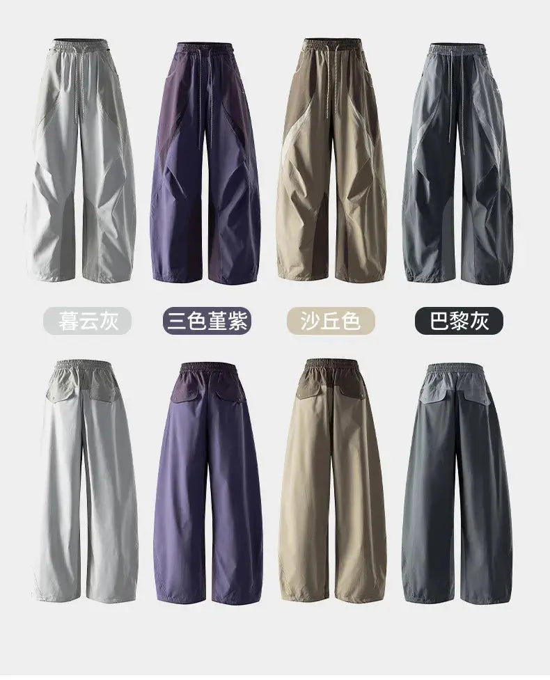 Cargo pants by Simples Market: 8 colorways of men's outdoor lightweight quick-dry ultra-loose wide-leg techwear trousers.
