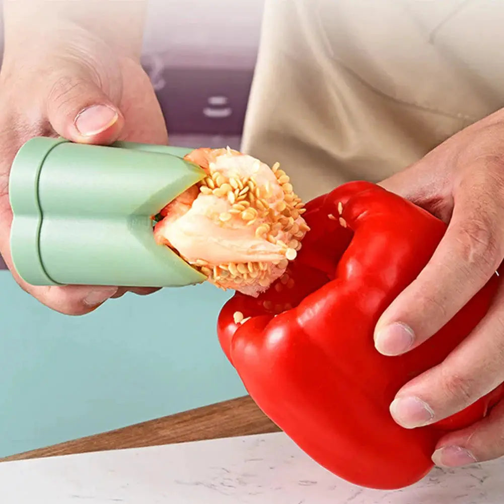 ChefEase 2 In 1 Fruit And Pepper Corer Seed Removal Tool For Bell Peppers And Fruits Reusable Kitchen Utensil