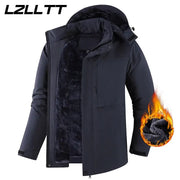 Winter men's navy parka coat with faux fur lining, hooded, waterproof windproof by Simples Market LZLLTT