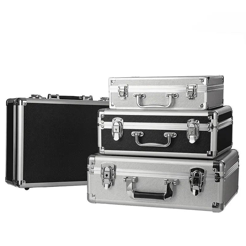 Shockproof aluminum tool organizer cases by Simples Market, set of four with foam interiors
