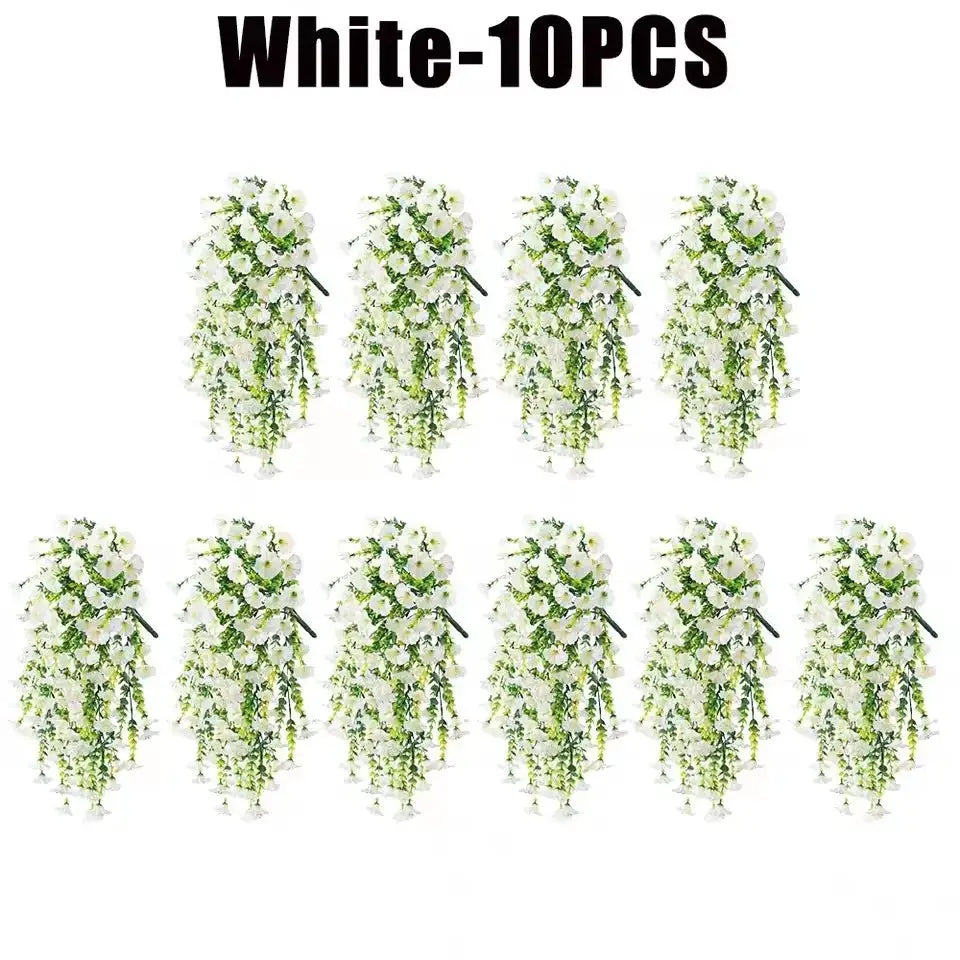 UV Resistant Artificial Morning Glory And Eucalyptus Hanging Decor For Home Garden Weddings Outdoor Use
