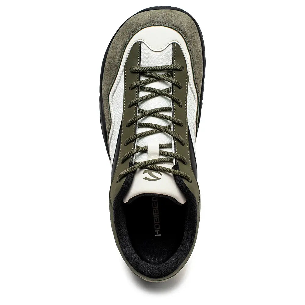 HOBIBEAR hiking shoe, wide width, unisex, olive green and white, lace-up trekking sneaker