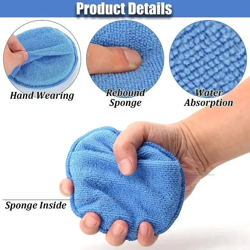 Car detailing applicator pads set, 10Pcs, blue microfiber round sponges for waxing by Simples Market