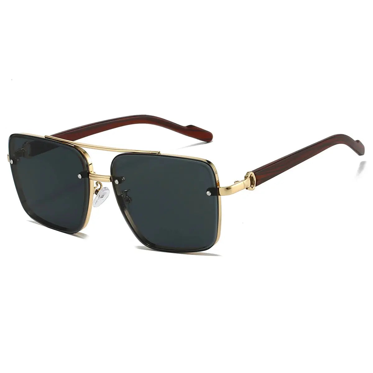 KAMMPT Fashion Retro Square Metal Sunglasses For Women Original Brand Design Driving Pilot Double Bridge Sunglasses