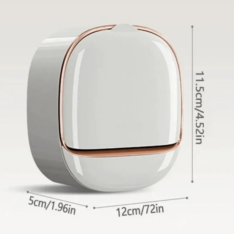 Simples Market waterproof hanging shower soap box, white plastic with rose-gold trim and drainage holes