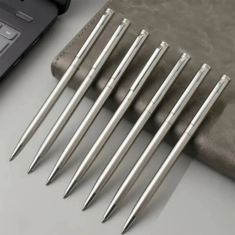 20-pack elegant silver stainless steel ballpoint pens, twist-top, medium nib by Simples Market