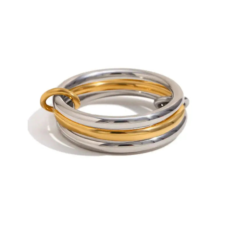 Niche Two Color Four Ring Copper Jewelry Hypoallergenic Ins Style Stacking Ring For Young Women