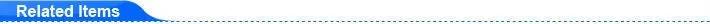 Blue Related Items banner with white text and curved edge.