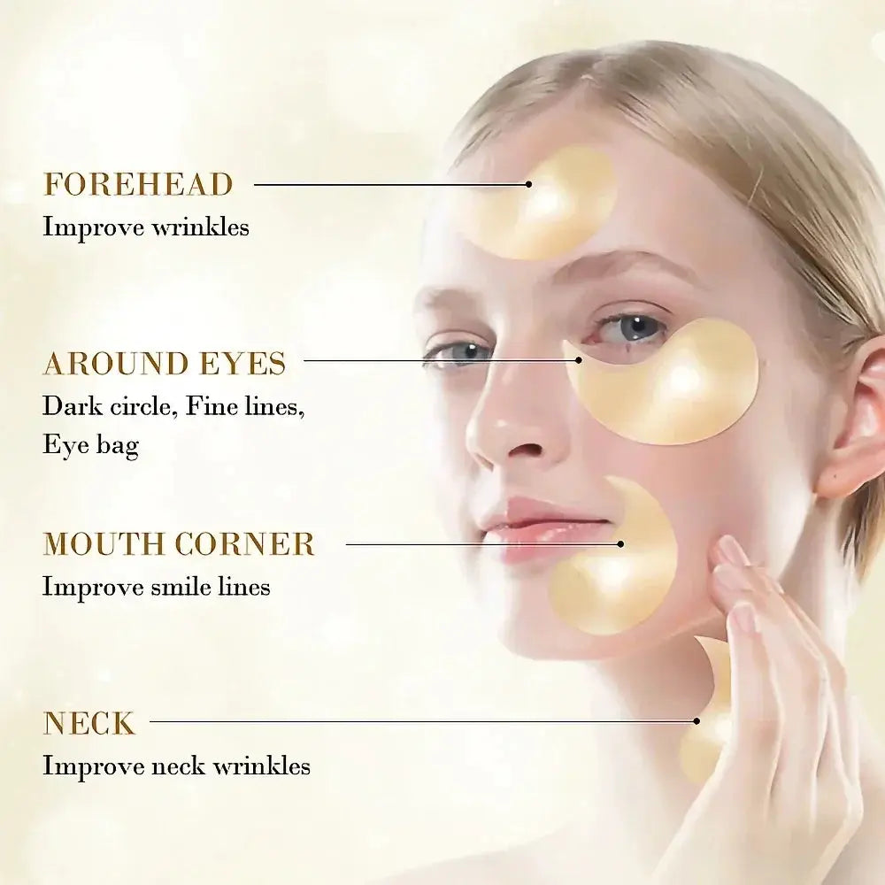 24K Gold Hyaluronic Acid Eye Mask For Dark Circles Puffiness Fine Lines Korean Skin Care Collagen Eye Patches