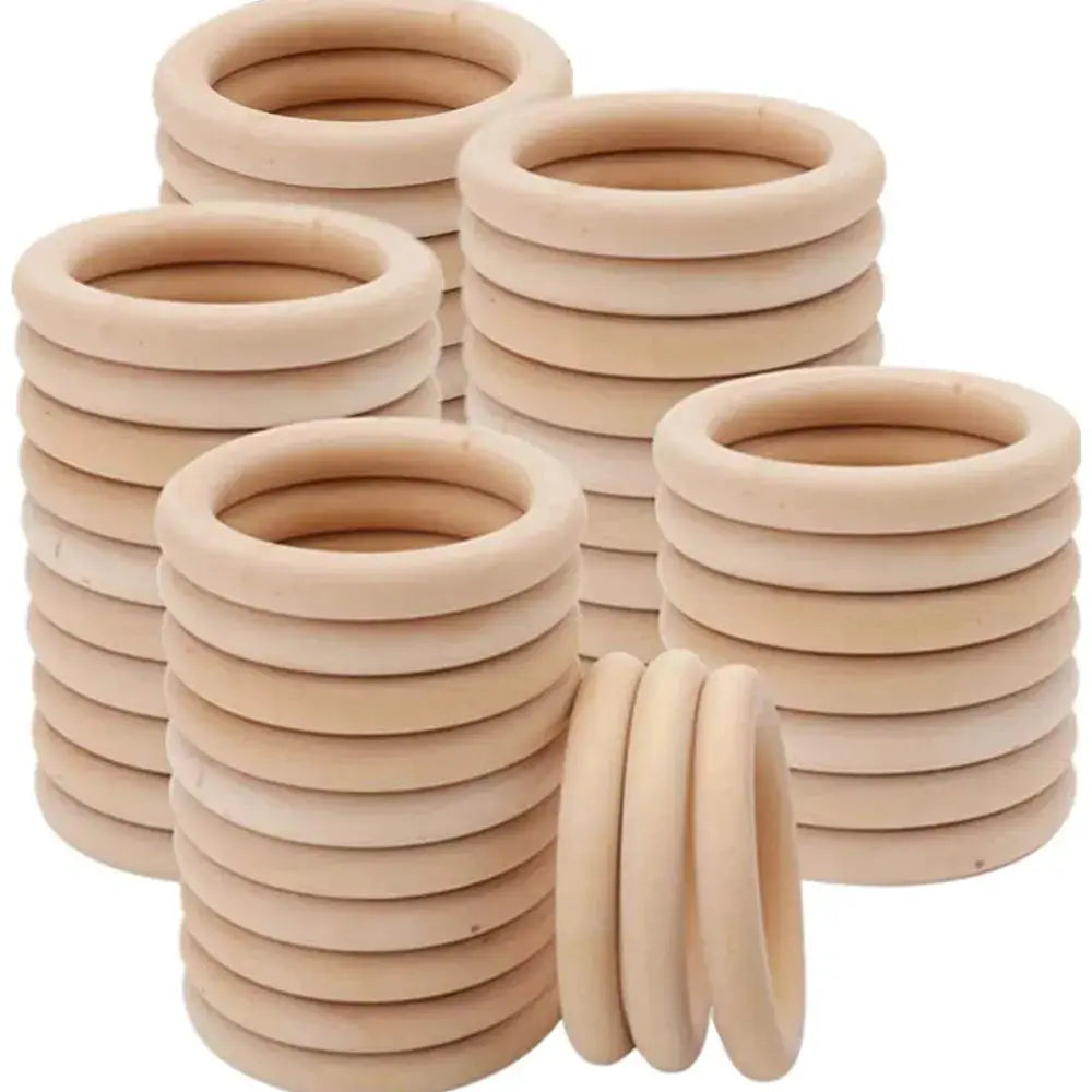 Unfinished Solid Wooden Rings 15 To 100mm Natural Wood Rings For Macrame DIY Crafts Wood Hoops Ornaments Jewelry Making