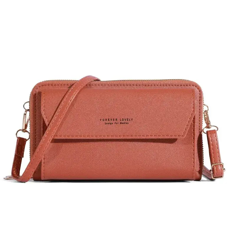 NovaLux Womens PU Material Crossbody Bag With Double Layer Design On One Shoulder For Mobile Phone And Essentials