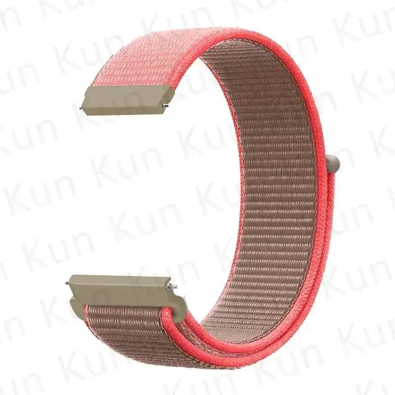 Simples Market nylon watch strap for Redmi Watch 5 Active/Lite, coral pink edge with brown inner, 20/22mm