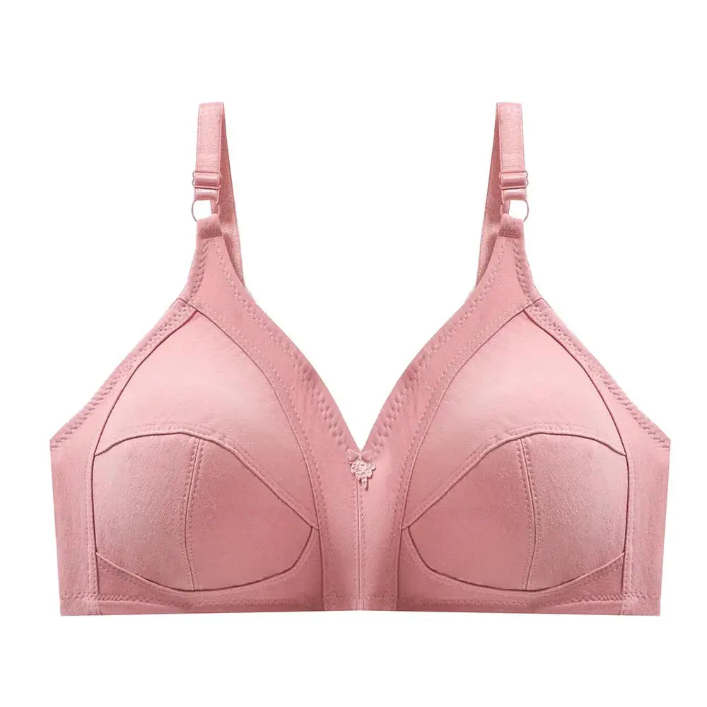 Bra by Simples Market, pink plus-size full-cup, seamless, non-padded push-up.