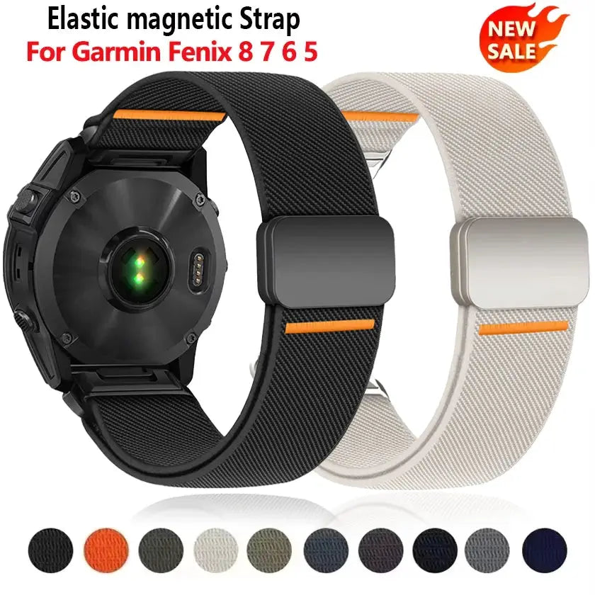 22mm 26mm Quick Fit Strap for Garmin Fenix 8 7 Pro 7S 6X 6 5X 5Plus Venu3 Tactix 7 Elastic Magnetic bracelet correa Fenix 8 band