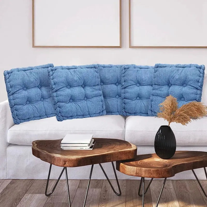 Tufted seat cushions, blue, 50x50cm, four-piece set for home, office, patio and dining chairs