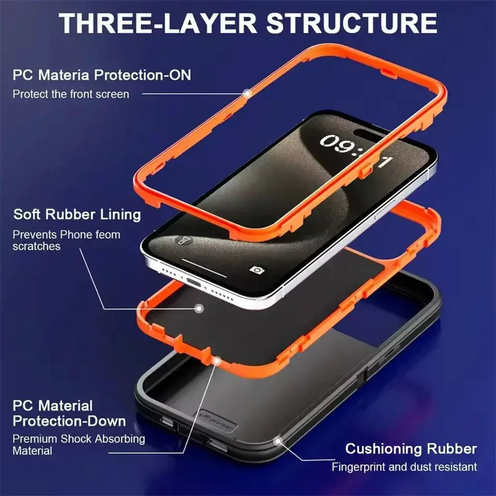 Simples Market Premium 3-in-1 heavy-duty iPhone case with orange frame for iPhone 17-11 Pro Max