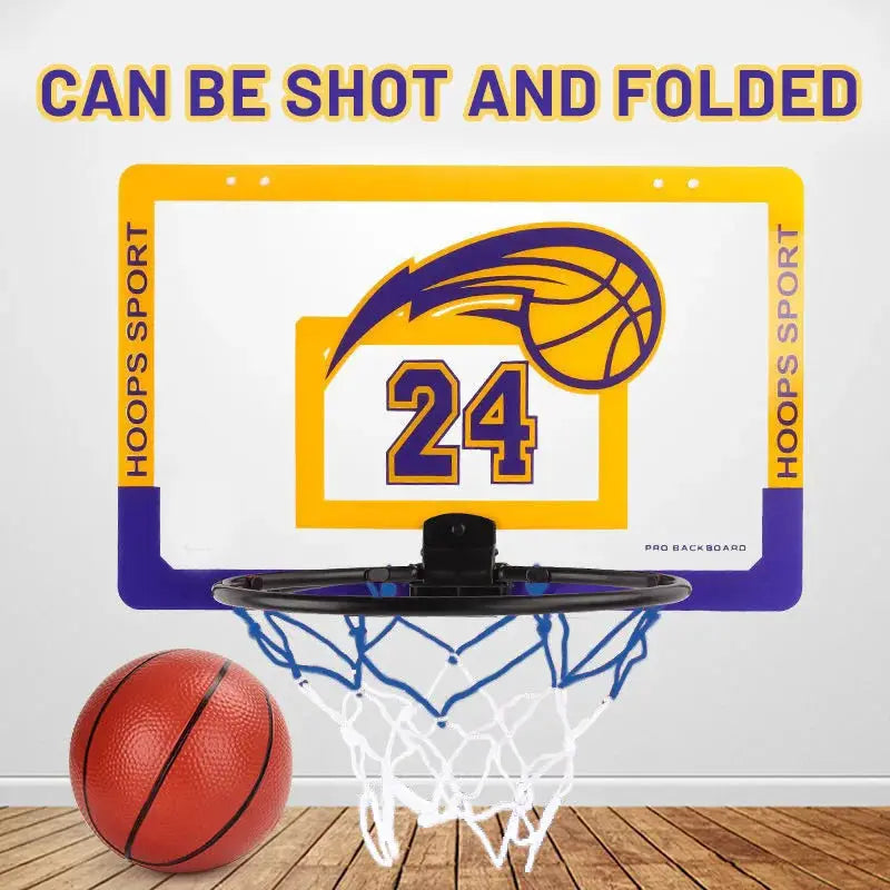 Children's Wall Mounted Silent Nonporous Foldable Basketball Stand For Indoor And Outdoor Use With Basketball