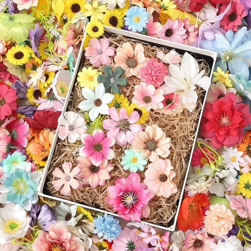 Silk artificial flower mix, 20/50pcs, vibrant pastel blooms for home decor and weddings by Simples Market