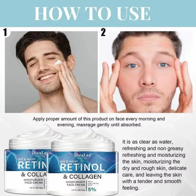 Retinol Anti Wrinkle Cream For Men With Collagen Hyaluronic Acid Moisturizing Firming Face And Neck Korean Skincare