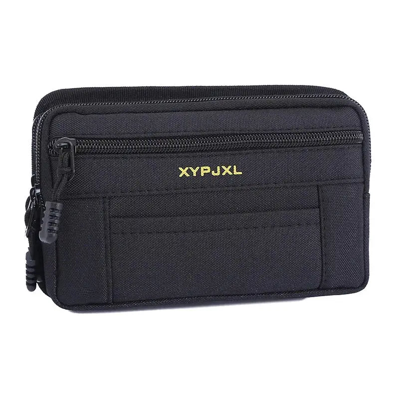 Men's tactical waist pack XYPJXL black nylon with MOLLE system and front pockets