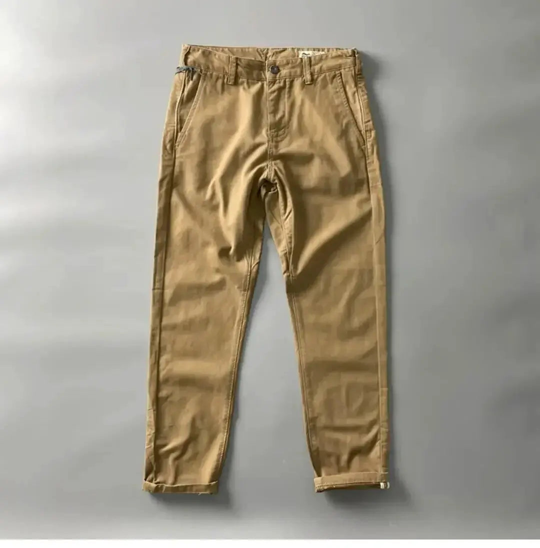 Simples Market men's American-style heavy-duty cargo pants, tan cotton, loose straight-leg