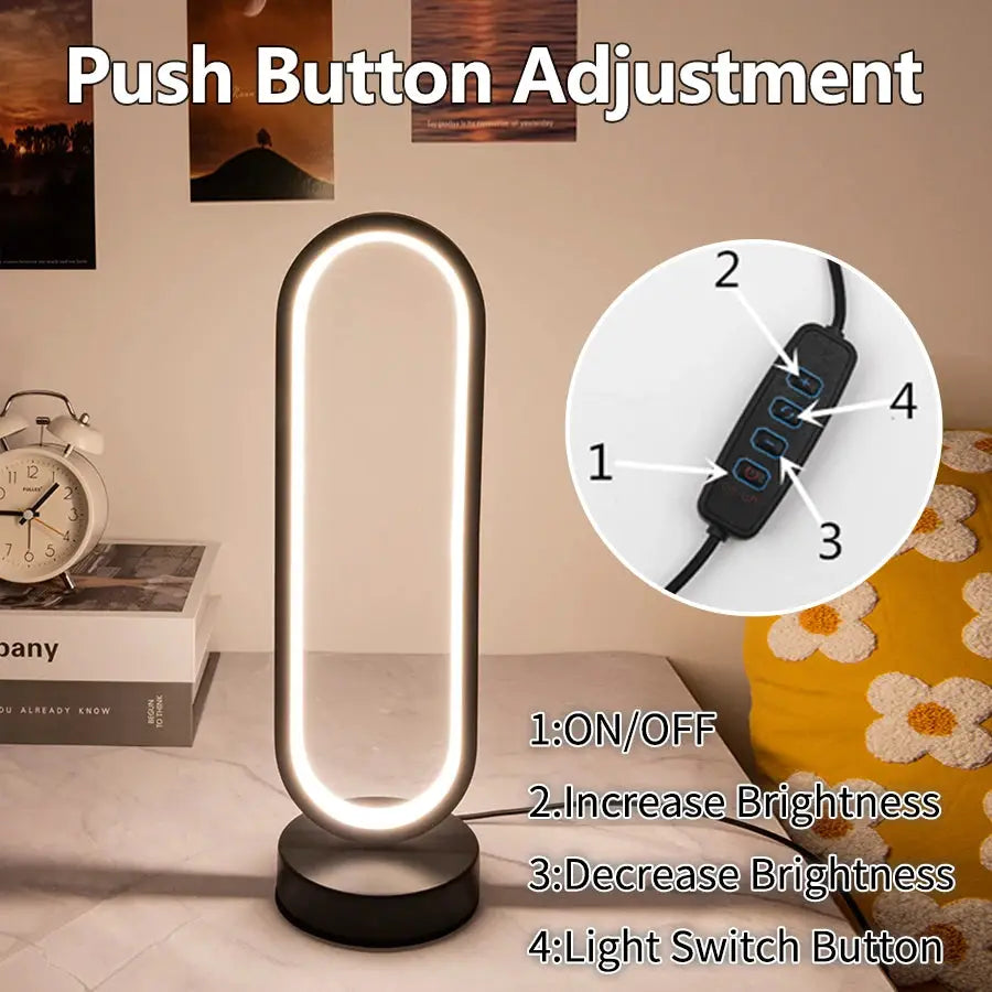 Simples Market Bedroom Ring Night Lamp with three-color dimmable LED ambient light and a 4-button control panel