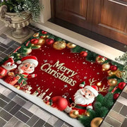 Christmas Tree Santa Claus Elk Entrance Doormat Anti Slip Floor Mat for Entry Door
