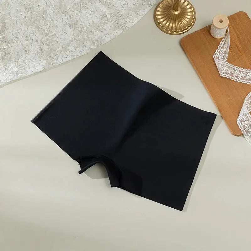 Simples Market BZEL women's seamless black boyshort underwear, breathable satin lingerie