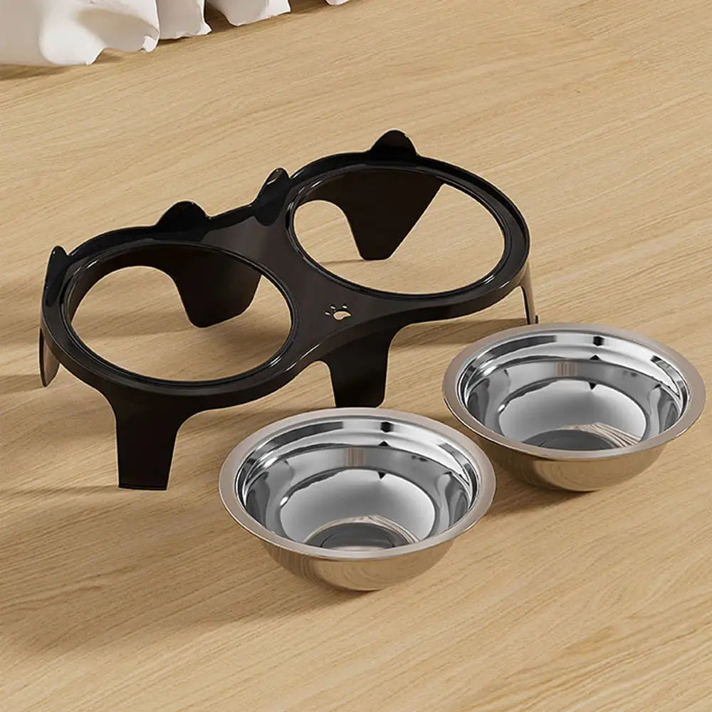 Simples Market stainless steel pet food and water bowl set with anti-tip stand and two bowls