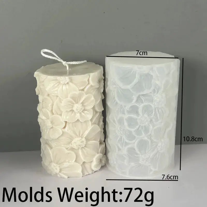 Flower Butterfly Columnar Silicone Candle Mold For DIY Waves Soap Resin Plaster Chocolate Molds Home Decor Gift - Simples Market