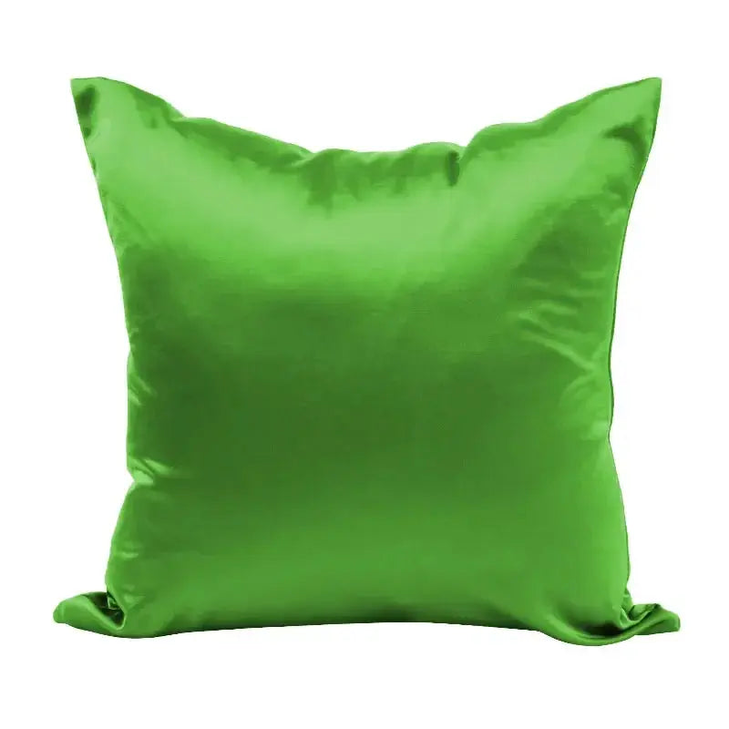 Green satin pillow cover, square cushion case for home decor