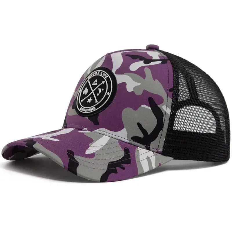 Summer Mesh Baseball Cap For Women And Men ENJOY LIFE Patch Snapback Breathable Unisex Street Hip Hop Trucker Cap
