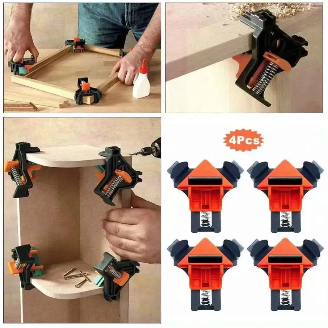 Portable Right Angle Woodworking Clamp Set 4 Piece Or 8 Piece With Spring Clamps And 90 Degree Locator