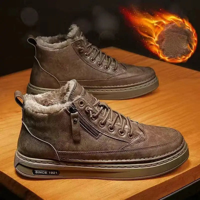 Mens Winter Warm Cotton Shoes 2024 Classic Fashion Retro Plush Anti Slip Snow Boots Outdoor Casual