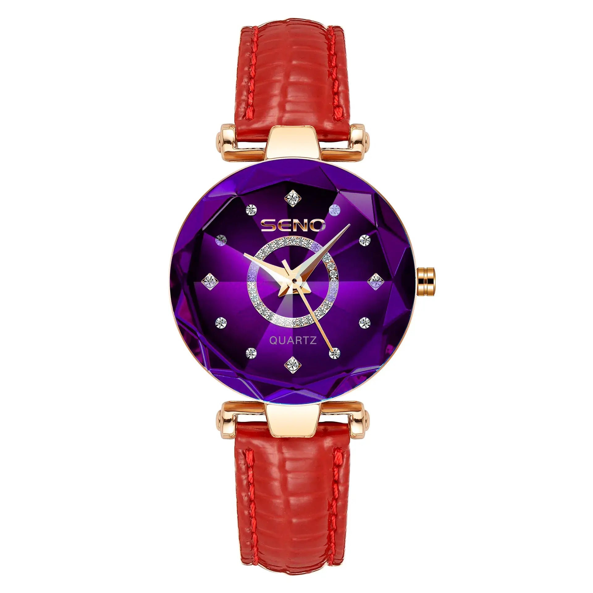SENO Ocean Star Women Crystal Watch Rose Gold Bracelet Luxury Timepiece With Hardlex Window 2025