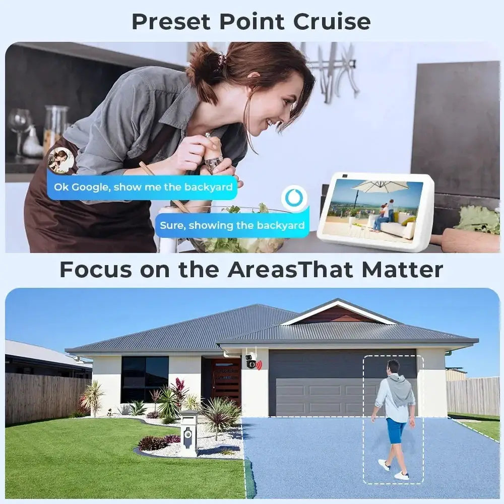 BESDER 4K 8MP WiFi PTZ outdoor security camera with dual lenses, human detection, iCSee app