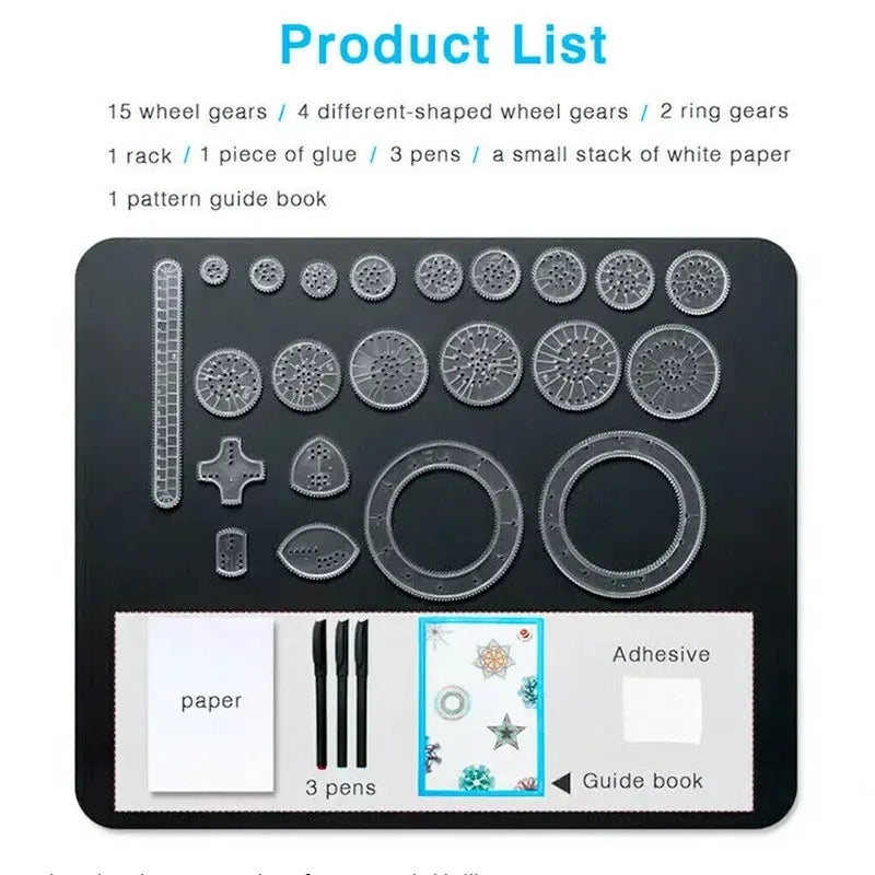 27 Piece Tin Draw Spirograph Design Set For Kids Arts And Crafts Drawing Kit Creative Patterns