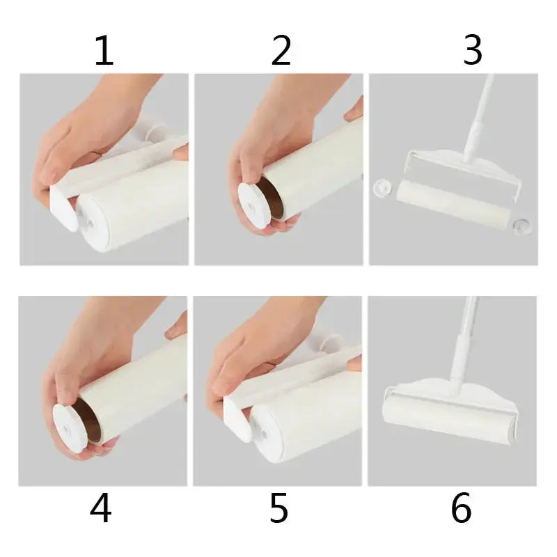 Lint roller refill tearable brush head set, white, 24/19/16/10 cm, Simples Market, six-step usage panels